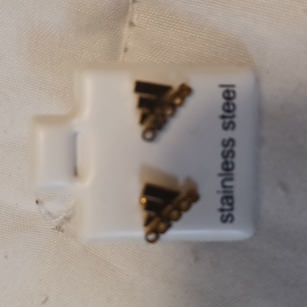 Adidas Gold Stainless Steel Stud Earrings - Picture 3 of 3